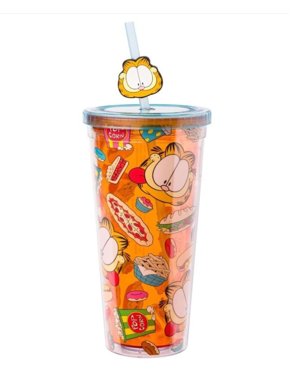 Garfield Food-Themed Tumbler With Straw & Lid - 24oz BPA-Free Plastic Cup For Dr